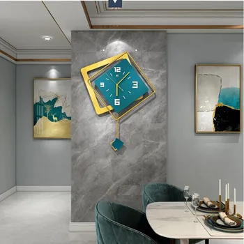 Большие светлые роскошные настенные часы в современной гостиной в скандинавском минималистичном стиле для украшения дома, модные подвесные креативные настенные часы  5