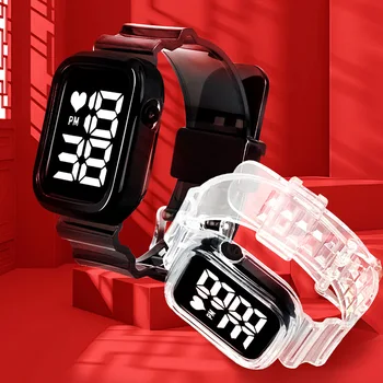Модные светодиодные цифровые часы для женщин, часы с силиконовым прозрачным ремешком, квадратные электронные часы, водонепроницаемые спортивные наручные часы  5