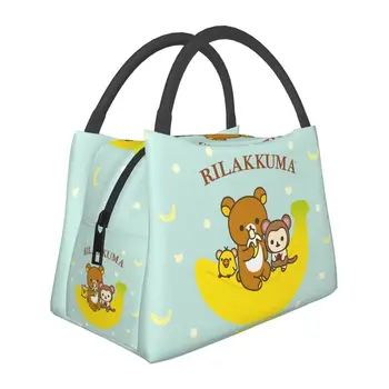 Изготовленная на заказ сумка для ланча с мультяшным медведем Rilakkuma, женский термоохладитель, изолированный ланч-бокс для работы или путешествий  10