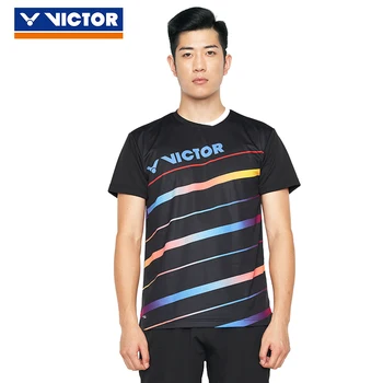 Мужские футболки для бадминтона Victor 2019, Быстросохнущая спортивная одежда для фитнеса с коротким рукавом  10