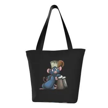 Сумки для покупок Remy Ratatouille с милым принтом, моющаяся холщовая сумка-шоппер с рисунком из мультфильма  5