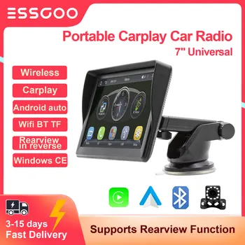 Портативное автомобильное радио ESSGOO 7-дюймовый Мультимедийный видеоплеер Беспроводной Carplay Android с автоматическим сенсорным экраном Универсальный для автомобиля VW Toyota  5