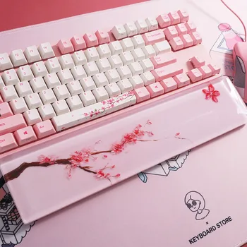 Предпродажная Специальная Подставка Для Запястья Из Смолы Для Механической Игровой Клавиатуры 40 60 87 104 Sakura Design Pink Keyboard Tray Hand Pad  4
