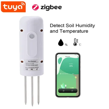 Беспроводной тестер почвы Tuya Zigbee, измеритель температуры и влажности, водонепроницаемый термогигрометр, датчик контроля почвы для посадки  5