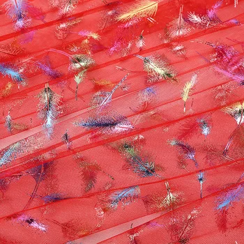 Позолоченные разноцветные перья, удобное и дышащее сетчатое платье, фоновая ткань для сценической одежды, ткань для домашнего шитья своими руками  3