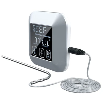 Кухонный термометр с цифровым сенсорным экраном для мяса, птицы, рыбы, зонд с длинным проводом, приготовление на сковороде, духовка, Коптильня для барбекю  5