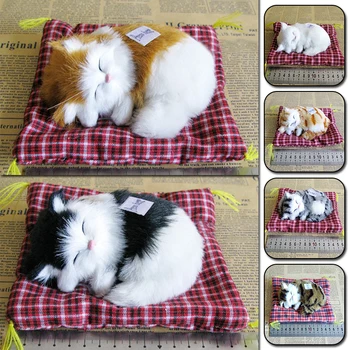 Креативная имитация Мини-кошки, милая тканевая подушечка, Плюшевые кошки, подарки детям на день рождения, искусственно звучащая кукла-спящий кот, домашний декор  5