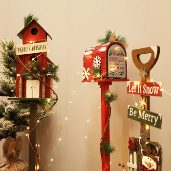 Рождественские украшения XK, почтовый ящик для коттеджа, лопата, фон для внутренних и наружных украшений, деревянные украшения  5