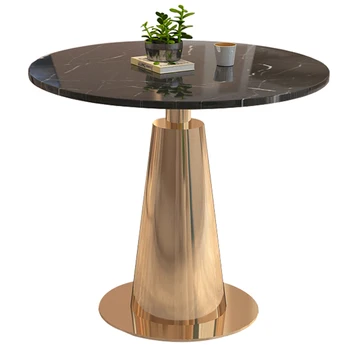 YY Мраморный Маленький круглый стол Простой современный бытовой обеденный стол в ресторане скандинавской западной кухни  4