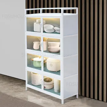 Креативные кухонные шкафы из алюминиевого сплава, Стеклянный шкаф для гостиной, Шкаф для хранения белой посуды, Современная кухонная мебель  4