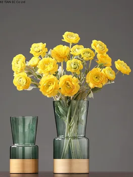 Стеклянная ваза в европейском стиле, розово-зеленый гидропонный цветок, ваза для цветов в гостиной, обеденный стол, украшения из прозрачного стекла, украшения для дома  5