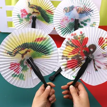 Случайный мини-бумажный Веер в китайском стиле, Складной Ручной Веер, Цветочная Роспись, Летний Охлаждающий Вентилятор, Сувенир для путешествий, Подарок  5