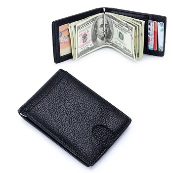 Женский короткий кошелек из воловьей кожи, мужской зажим для доллара, многофункциональная сумка для удостоверения личности, складной кожаный женский кошелек, долларовый кошелек  5