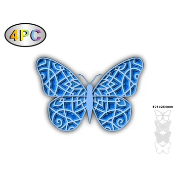 Новая 3D бабочка, многослойная металлическая режущая матрица, марки для вырезок / украшение альбома, Тисненая бумажная открытка 