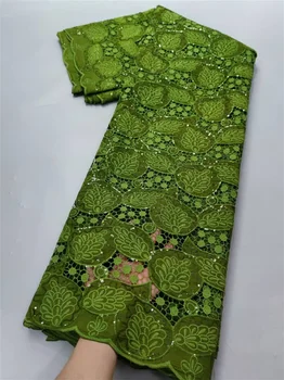 Зеленое Нигерийское тюлевое кружево для свадебного платья 2022 Высококачественное Африканское французское сетчатое кружево с блестками Сенегальские ткани 5 ярдов  5