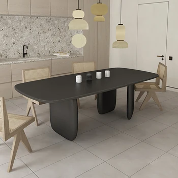 Сочетание обеденного стола и стула из массива скандинавского дерева, современный и минималистичный небольшой семейный ресторан, обеденный стол, длинный стол, d  5
