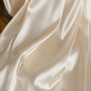 Белая шифоновая ткань с имитацией эластичной шелковой подкладки Оптом Ткань за метр Материал для шитья одежды своими руками  5