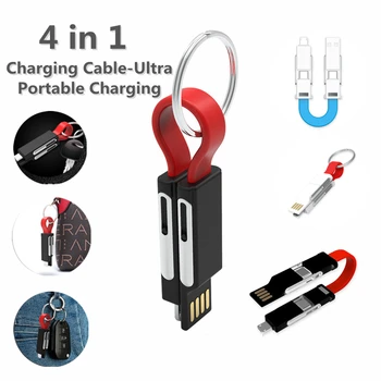 Кабель для зарядки 4 в 1-Ультрапортативный кабель для зарядки / брелка, совместимый с iPhone И всеми устройствами Android USB / USB Type c.  10