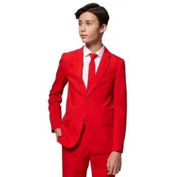 Однотонные красные костюмы для мальчиков-подростков, Узкий блейзер, брюки, сшитые на заказ для молодых людей, пальто на двух пуговицах для выпускного вечера/Свадебная официальная одежда, Молодежная одежда  10