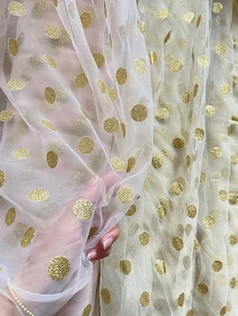 2x1,5 метра шириной в абрикосовый/розовый золотой горошек ткань нижнего белья одежда юбка материал рубашки кружевная отделка платья лента V24X603P230331V  5