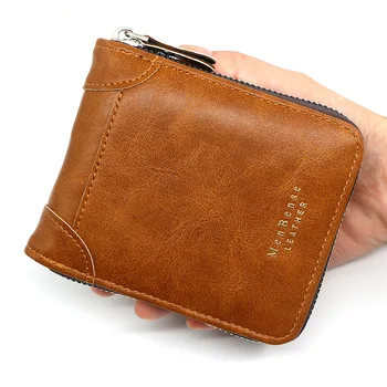 Мужской кожаный кошелек, клатч, роскошный кошелек с коротким мужским карманом, сумка для монет, кошелек на молнии, мини-маленький кошелек, Акция 2022 г.  3