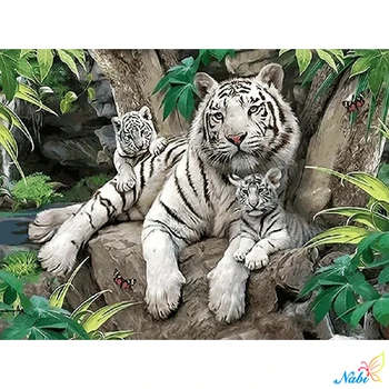 Nabi 5d Алмазная вышивка Животные, Мозаика своими руками, Полное Украшение сада из смолы 5D Алмазная живопись Бенгальский Белый Тигр  5