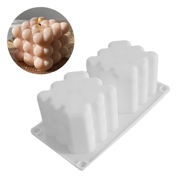 2Cavity Love Heart Свеча Силиконовые Формы DIY 3D Bubble Cube Ароматерапия Мыло Арт Инструменты Для Изготовления Свечей Десертные Кондитерские Изделия Форма Из Смолы  0
