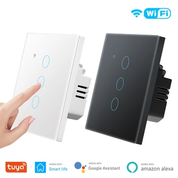 Tuya Smart Life WiFi Сенсорные настенные выключатели, панель Умного дома, 1/2/3/4 канала, Беспроводной пульт дистанционного управления, Работа с Google Home Alexa  10