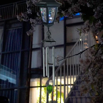 уличный газонный светильник на солнечной батарее с ветровым перезвоном  10