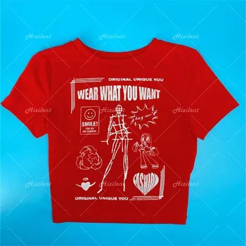 Y2K одежда Мода аниме граффити графическая фея Гранж детская футболка Укороченные Топы 2000-х винтаж Harajuku Готические Футболки С коротким рукавом эмо  10