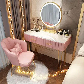 Скандинавский туалетный столик Спальня Современный минималистичный Мраморный туалетный столик Маленькая квартира принцессы Столик для макияжа Туалетный столик  5