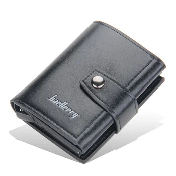 Мужской кошелек С антимагнетизмом, Нейтральная сумка для карт, RFID-короткая стильная пряжка, чехол для карт с автоматической защелкой  5