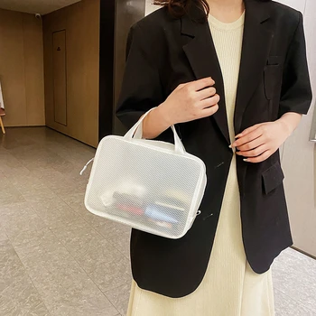 Косметичка из ПВХ, большая вместительная сумка для хранения, прозрачная водонепроницаемая женская косметичка, легкая переносная косметичка для путешествий  10