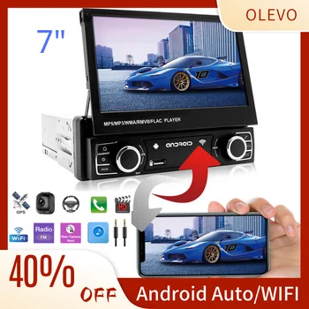 Автомобильный мультимедийный плеер Olevo 1 Din с 7-дюймовым выдвижным экраном Android Auto Radio WIFI GPS Навигация Mirrorlink Камера заднего вида Mp5 Стерео  10