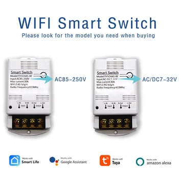 Tuya Smartlife 30A 4000 Вт Модуль Smart Switch 12V 24V 220V Wifi Реле RF 433 Пульт Дистанционного Управления Самоблокирующийся Таймер Для Alexa  10
