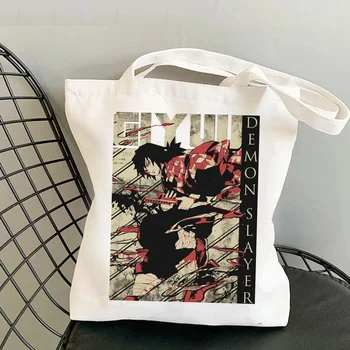 Хозяйственная сумка Demon Slayer eco многоразовая сумка-тоут для покупок bolso shopper bag джутовая многоразовая сумка-тоут sac tissu  5