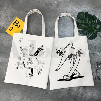 Популярный рэпер Ghostemane Рок-музыка Сумки в стиле харадзюку, сумки через плечо, повседневные сумки для покупок, сумки для девочек, Женская элегантная холщовая сумка  5