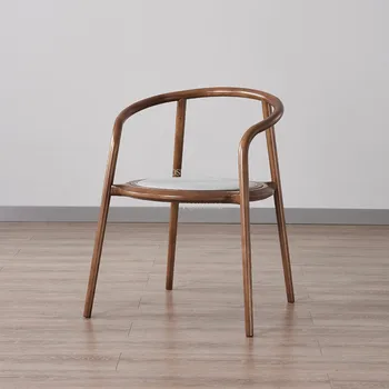 Китайский обеденный стул для кухни, кресло из массива дерева, одноместный стул, окружающие стулья, стул для переговоров с круглой спинкой, стул для чайной комнаты  5