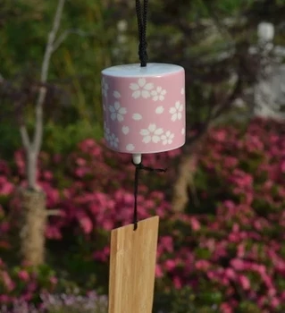 Японские керамические ветряные колокольчики, деревянная книга с плоским верхом, подарок с украшениями, сорт вишневого одуванчика, настенные ветряные колокольчики, windchime  10