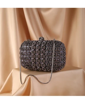 Новый модный клатч со стразами и металлическими бриллиантами для новобрачных, женские клатчи с кристаллами, женские вечерние сумки для свадьбы  10