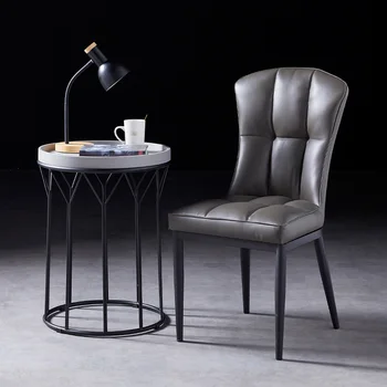 Обеденные стулья Nordic Light из роскошной кожи, современный офисный стул для переговоров, мебель для столовой, спинка обеденного стула для отдыха  5