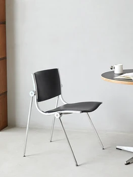Средний обеденный стул Винтажный железный стул из массива дерева Промышленный стул с откидной спинкой Для переговоров Стол для книг и стул  4