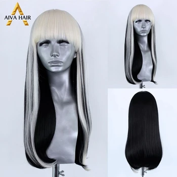 Оранжевый Черный синтетический парик с челкой, Термостойкий Зеленый Белый парик из синтетических волос спереди, Парики Aiva Pelucas Drag Queen для женщин  5