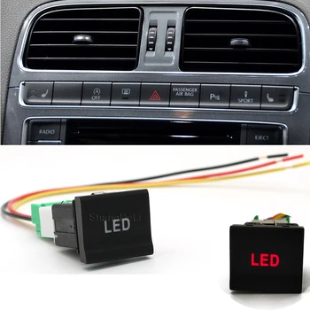 Автомобильный красный светодиодный индикатор, светодиодный кнопочный выключатель, автоаксессуары с проводом для vw polo 6c 2014 2015 2016  10