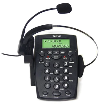 Телефон с проводной гарнитурой, громкой связью, шумоподавлением, с гарнитурой для телефонной гарнитуры Call-центра и панелью набора номера  0