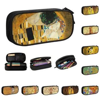 Пеналы Klimt Kiss для Девочек И Мальчиков Большой Емкости Gustav Klimt Freyas Art Pen Box Сумка Канцелярские Принадлежности  0