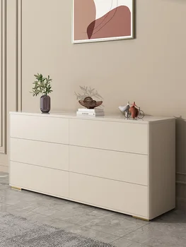 Буфет во французском кремовом стиле, современный минималистичный, у стены, белый винный шкаф, боковой шкаф для хранения, чайный шкаф  5