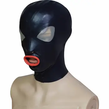 Латексный капюшон Резиновая маска ручной работы с открытыми ноздрями и ртом С прозрачным окошком для глаз Сексуальные костюмы для косплея на Хэллоуин для мужчин и женщин  10