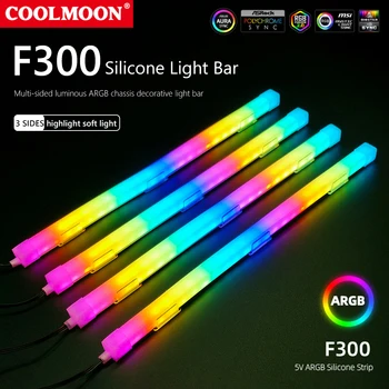COOLMOON 30 см Алюминиевый сплав RGB PC Case Светодиодная Лента Магнитная Компьютерная Световая панель 5V/3PIN Маленькая 4Pin Материнская плата ARGB Light-Strip  3