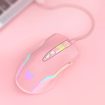 Симпатичная розовая игровая беспроводная мышь CW905, мыши с регулируемым разрешением на пять передач, перезаряжаемая мышь RGB Marquee для настольного компьютера, ноутбука  4